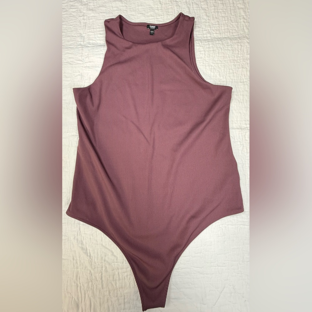 Express Mauve Ribbed Tank Bodysuit
